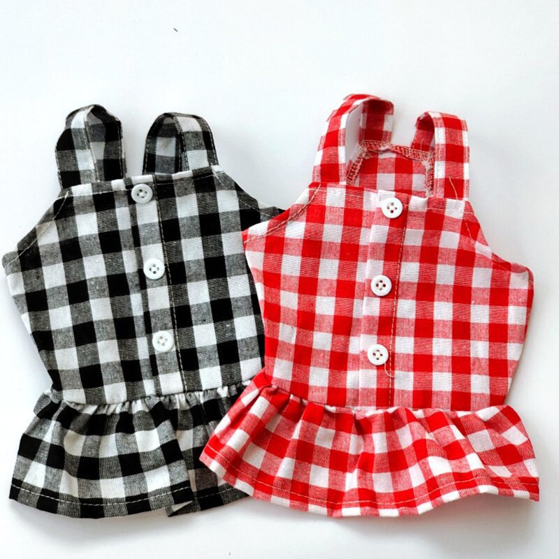 Jarné a letné šaty Angel Puppy Dog, bavlnené kockované šaty pre malé psy, maltézsky yorkshirský mačací klobúk, sukňa, oblečenie pre domáce zvieratá