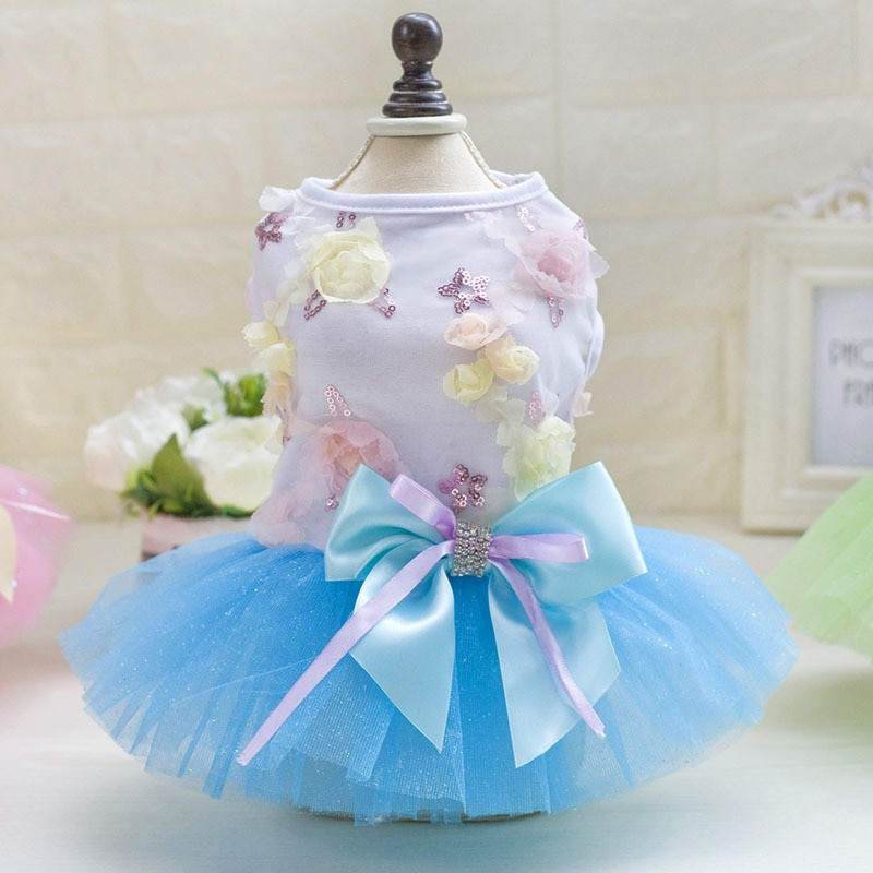 Ljetna suknja Odjeća za male pse Prekrasna haljina Jakna bez rukava od tila s mašnom Haljina princeze Chihuahua Yorkshire Pudl