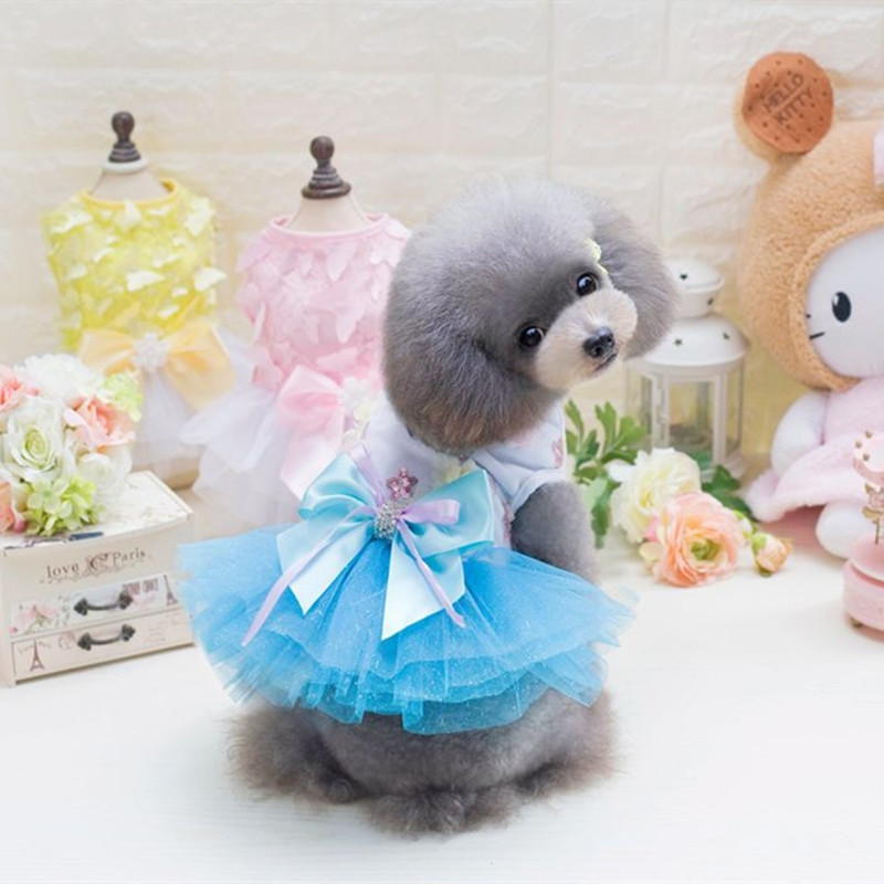 Ljetna suknja Odjeća za male pse Prekrasna haljina Jakna bez rukava od tila s mašnom Haljina princeze Chihuahua Yorkshire Pudl