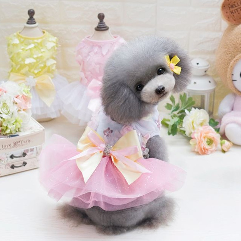 Ljetna suknja Odjeća za male pse Prekrasna haljina Jakna bez rukava od tila s mašnom Haljina princeze Chihuahua Yorkshire Pudl