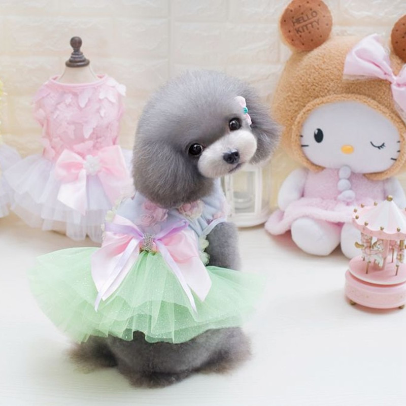 Ljetna suknja Odjeća za male pse Prekrasna haljina Jakna bez rukava od tila s mašnom Haljina princeze Chihuahua Yorkshire Pudl