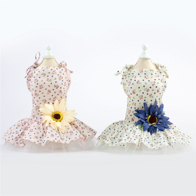 Apranga gyvūnams kačių šunų drabužiai meškiukų rūbai plonos suknelės Daisy pavasarį ir vasarą suknelė