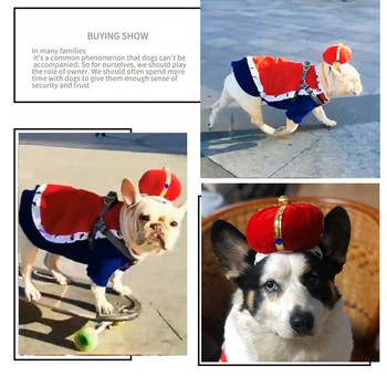 Χριστουγεννιάτικο Σετ μανδύας για σκύλους βασιλιάς Ρούχα για σκύλους Σετ μανδύας κορώνα Αστεία κινούμενα σχέδια Cosplay Dog Hoodie Πουλόβερ Σκύλος Παλτό για κατοικίδια