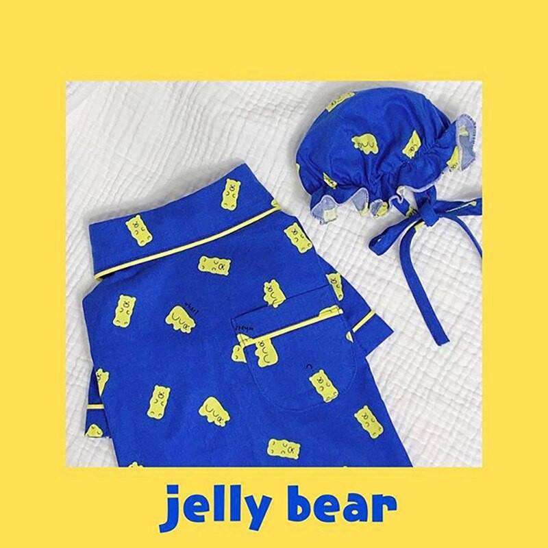 Дрехи за домашни кучета Комплект пижама Blue Bear Candy Dog Shirt Send Hat Сладко кучешко облекло за кученце Малки кучета Чихуахуа Йоркширски костюм