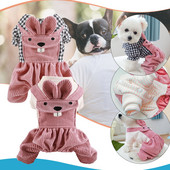 Haine pentru animale de companie toamnă iarnă câini pisici haine desene animate iepure decor animale drăguțe salopete cu patru picioare pentru cățeluș pisoi animale de companie îmbrăcăminte