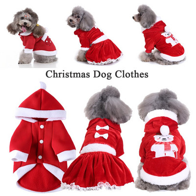 Ziemassvētku apģērbi suņiem Ziemas silti kostīmi kapuci Suņu kombinezoni mājdzīvnieku apģērbi Čivavas kucēnu ballīte Cosplay apģērbi mājdzīvnieku aksesuāri
