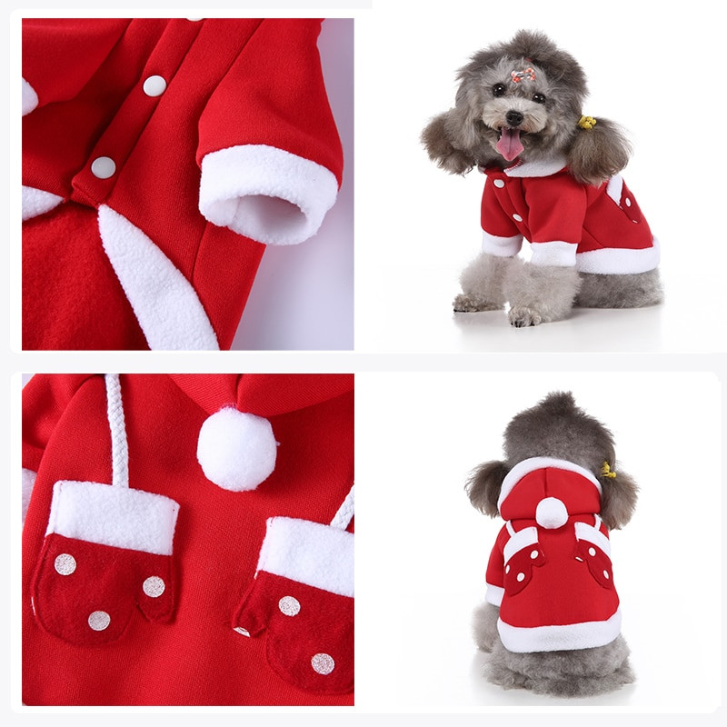 Kalėdiniai šunų drabužiai Žieminiai šilti kostiumai, gobtuvai šunims Kombinezonai naminiams gyvūnėliams Čihuahua šuniukų vakarėlis Cosplay drabužiai naminių gyvūnėlių aksesuarai