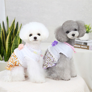 Φόρεμα Princess Dog Cat Floral μοτίβο Φούστα Pet Puppy Fairy Ανοιξιάτικη/Καλοκαιρινή στολή ρούχα 5 μεγέθη