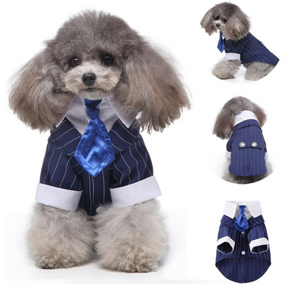 Džentlmeņu suņu apģērbs Kāzu uzvalks Svinīgs krekls maziem suņiem Bowtie Smokings Cat Pet tērps Helovīna Ziemassvētku suņa kostīms 2022