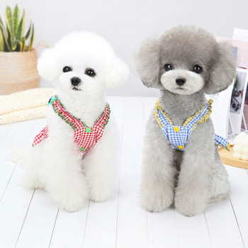 Μόδα χαριτωμένα κινούμενα σχέδια Φόρεμα για σκύλους για κατοικίδια Φούστα λουλουδιών άνοιξη και καλοκαίρι Νέες λεπτές καρό φούστες για σκύλους Ρούχα για κατοικίδια