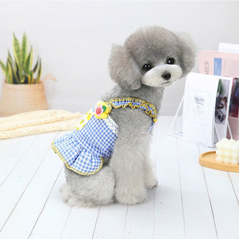 Μόδα χαριτωμένα κινούμενα σχέδια Φόρεμα για σκύλους για κατοικίδια Φούστα λουλουδιών άνοιξη και καλοκαίρι Νέες λεπτές καρό φούστες για σκύλους Ρούχα για κατοικίδια