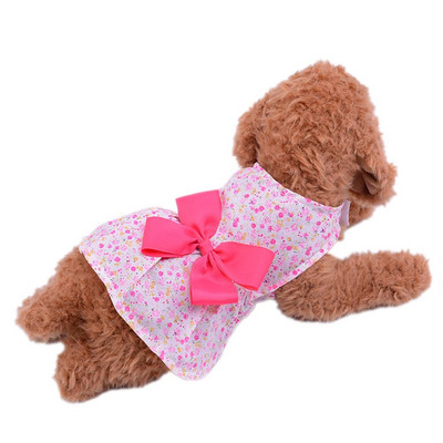 Ρούχα για σκύλους κατοικίδιων ζώων Βαμβακερό υλικό αντηλιακό γιλέκο αναπνεύσιμο δροσερό γιλέκο χαριτωμένο μπλουζάκι κουταβιού με στάμπα Φιόγκος λουλουδάτο καλοκαίρι