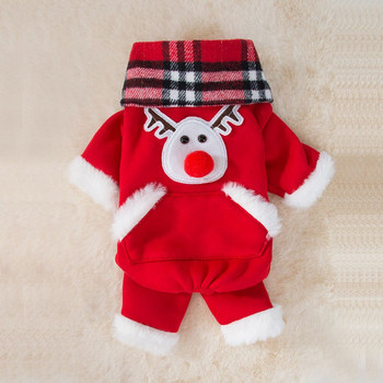 Χριστουγεννιάτικη άλκη με τέσσερα πόδια βαμβακερά ρούχα Πρωτοχρονιάτικο μικρός σκύλος γάτα κατοικίδιο σετ κασκόλ ρούχα