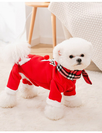 Χριστουγεννιάτικη άλκη με τέσσερα πόδια βαμβακερά ρούχα Πρωτοχρονιάτικο μικρός σκύλος γάτα κατοικίδιο σετ κασκόλ ρούχα
