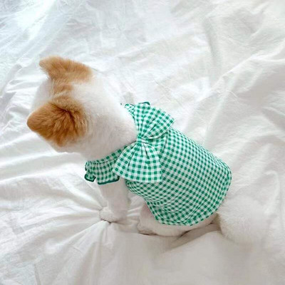 Bowknot Dog Dress Elegant Summer Pet Clothes Puppy Cat Plaid Skirts Chihuahua Girl Dog Clothing Poodle Shih tzu Maltese Apparel