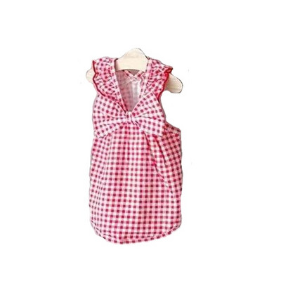 Φόρεμα για σκύλους με παπιγιόν Κομψά καλοκαιρινά ρούχα για κατοικίδια Καρό φούστες για κουτάβι γάτα Chihuahua Ρούχα σκύλου για κορίτσια Poodle Shih tzu Μαλτέζικη ένδυση