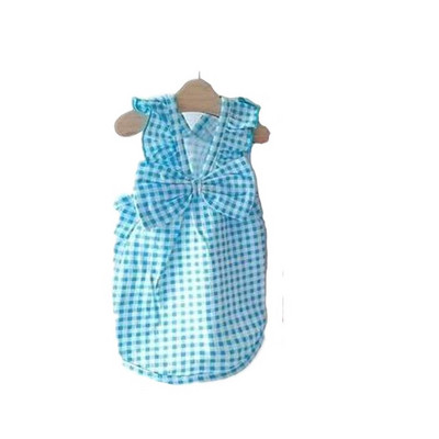 Φόρεμα για σκύλους με παπιγιόν Κομψά καλοκαιρινά ρούχα για κατοικίδια Καρό φούστες για κουτάβι γάτα Chihuahua Ρούχα σκύλου για κορίτσια Poodle Shih tzu Μαλτέζικη ένδυση