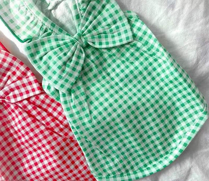 Φόρεμα για σκύλους με παπιγιόν Κομψά καλοκαιρινά ρούχα για κατοικίδια Καρό φούστες για κουτάβι γάτα Chihuahua Ρούχα σκύλου για κορίτσια Poodle Shih tzu Μαλτέζικη ένδυση