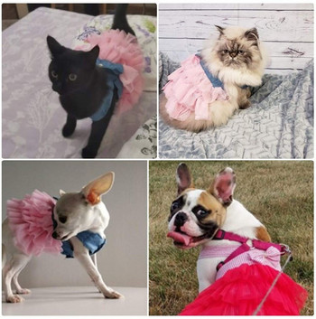 Φόρεμα με φούστα με φιόγκο με κουτάβι σκύλος κατοικίδιων ζώων Κοστούμι τσιουάουα για σκύλους πριγκίπισσας Ενδύματα χαριτωμένα καλοκαιρινά ρούχα για σκύλους κορίτσια Γυναικεία ρούχα