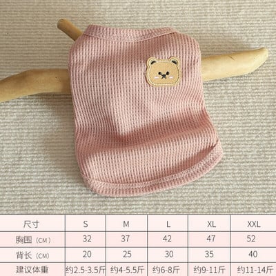 Vesta s vaflovým medvedíkom, oblečenie pre malých psov, priedušný tenký plyšový medvedík, jarné oblečenie pre malých a stredne veľkých psov, letné oblečenie