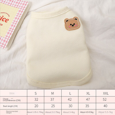 Vesta s vaflovým medvedíkom, oblečenie pre malých psov, priedušný tenký plyšový medvedík, jarné oblečenie pre malých a stredne veľkých psov, letné oblečenie