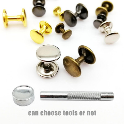 50set 6/8/10mm High Quality Metal Double Cap Side Round Rivet Leather Belt Wallet Bag Shoe Clothes Nailhead Spike Stud with Tool
