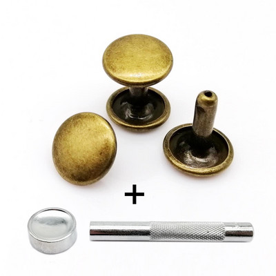 50 rinkinių 6/8/10 mm Aukštos kokybės metalinis dvigubas dangtelis, šoninis apvalus kniedės, odinis diržas, piniginės krepšys, batų drabužiai, nagų galvutės smaigalys su įrankiu