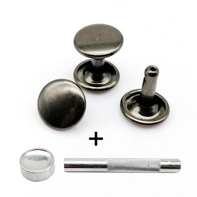 50 rinkinių 6/8/10 mm Aukštos kokybės metalinis dvigubas dangtelis, šoninis apvalus kniedės, odinis diržas, piniginės krepšys, batų drabužiai, nagų galvutės smaigalys su įrankiu