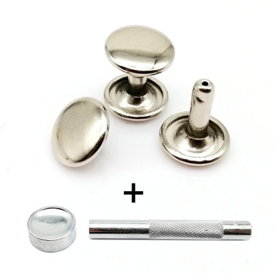 50 rinkinių 6/8/10 mm Aukštos kokybės metalinis dvigubas dangtelis, šoninis apvalus kniedės, odinis diržas, piniginės krepšys, batų drabužiai, nagų galvutės smaigalys su įrankiu