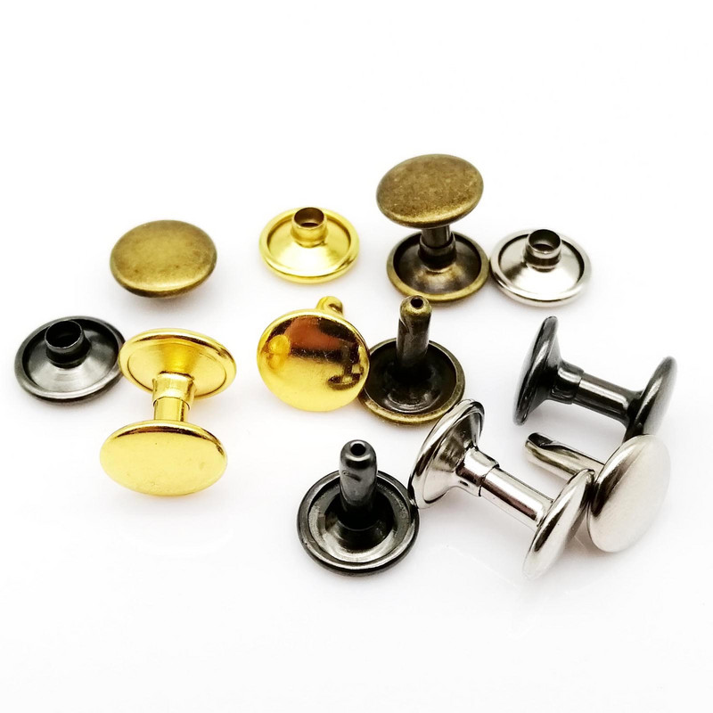 50 rinkinių 6/8/10 mm Aukštos kokybės metalinis dvigubas dangtelis, šoninis apvalus kniedės, odinis diržas, piniginės krepšys, batų drabužiai, nagų galvutės smaigalys su įrankiu