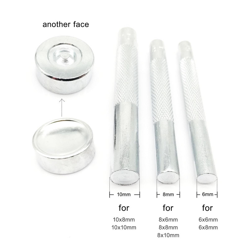 50 rinkinių 6/8/10 mm Aukštos kokybės metalinis dvigubas dangtelis, šoninis apvalus kniedės, odinis diržas, piniginės krepšys, batų drabužiai, nagų galvutės smaigalys su įrankiu