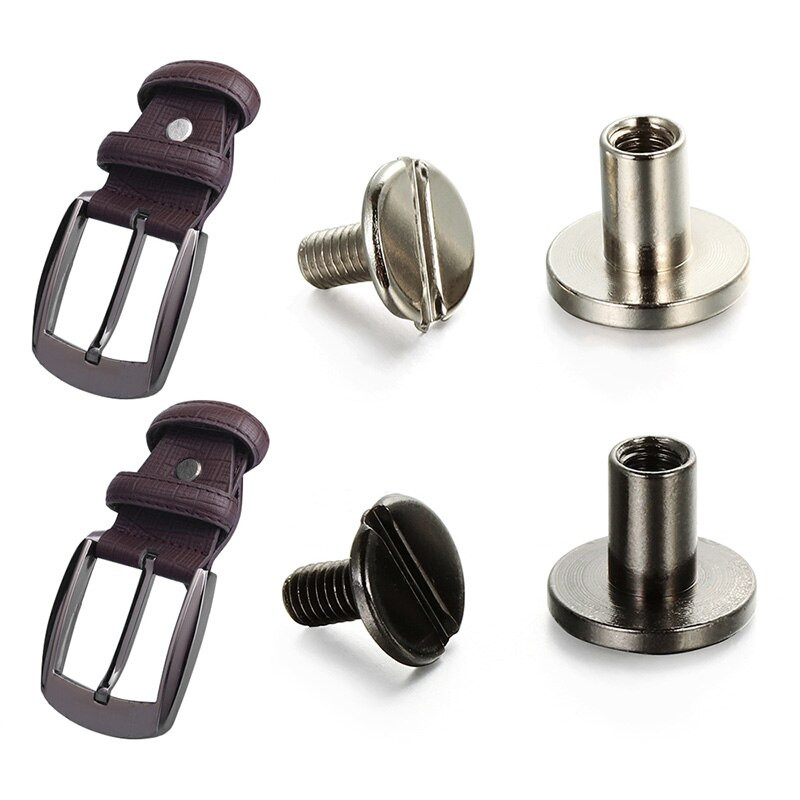 10 rinkinių Metalinės plokščios galvos vinių kniedės Dvigubas lenktas galvos diržo diržas Kniedės bagažui Odinės kniedės Sraigtai Amatai Techninė įranga