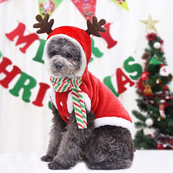 Коледни дрехи за кучета Зимни дрехи за домашни любимци за малки кучета Палто Яке Костюм Суичъри Топла котка Дядо Коледа Коледно облекло за домашни любимци