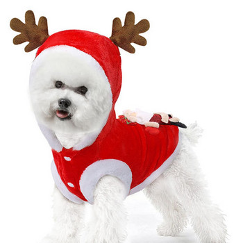 Χριστουγεννιάτικα ρούχα για σκύλους Χειμερινά ρούχα για κατοικίδια για μικρό παλτό σκυλιών Κοστούμια κουκούλα Ζεστή γάτα Άγιος Βασίλης Χριστουγεννιάτικη ένδυση για κατοικίδια