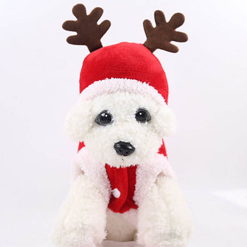 Коледни дрехи за кучета Зимни дрехи за домашни любимци за малки кучета Палто Яке Костюм Суичъри Топла котка Дядо Коледа Коледно облекло за домашни любимци