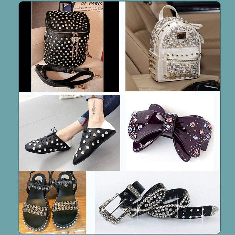 100 komplekti Superflash kullast hõbedast kivikristalltorust needid DIY käsitöö rõivakott Nahakaunistus rõivaste õmblusklaas puurnael