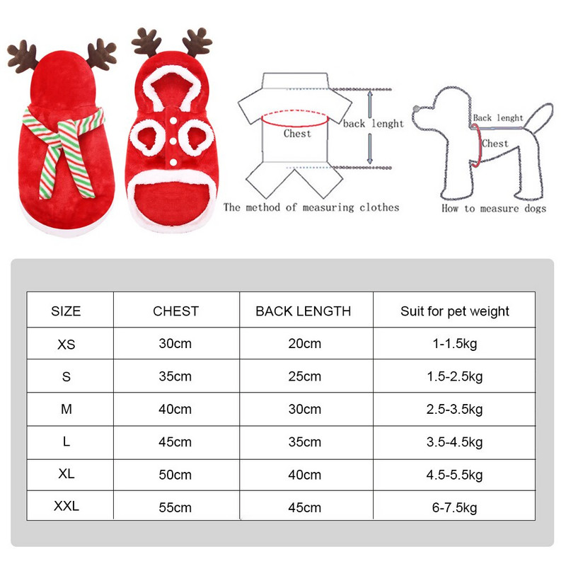 Lemmiklooma koerte riided Kassipõdra kostüüm Jõuluriided väikestele ja keskmistele koertele Soojad festivali mantlid koerte riided