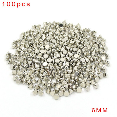 100Pcs 6/8/10/12mm Κώνος Πλαστικές καρφιά και καρφιά 2 τρύπες Ράψτε CCB Δερμάτινα πριτσίνια Ασημί Χρυσό Μαύρο Punk DIY Χειροτεχνίες για τσάντες
