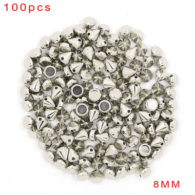 100Pcs 6/8/10/12mm Κώνος Πλαστικές καρφιά και καρφιά 2 τρύπες Ράψτε CCB Δερμάτινα πριτσίνια Ασημί Χρυσό Μαύρο Punk DIY Χειροτεχνίες για τσάντες