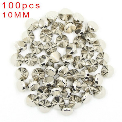100Pcs 6/8/10/12mm Κώνος Πλαστικές καρφιά και καρφιά 2 τρύπες Ράψτε CCB Δερμάτινα πριτσίνια Ασημί Χρυσό Μαύρο Punk DIY Χειροτεχνίες για τσάντες