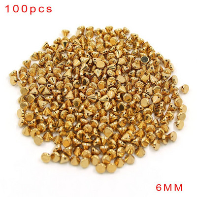 100Pcs 6/8/10/12mm Κώνος Πλαστικές καρφιά και καρφιά 2 τρύπες Ράψτε CCB Δερμάτινα πριτσίνια Ασημί Χρυσό Μαύρο Punk DIY Χειροτεχνίες για τσάντες