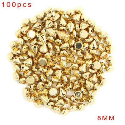 100Pcs 6/8/10/12mm Κώνος Πλαστικές καρφιά και καρφιά 2 τρύπες Ράψτε CCB Δερμάτινα πριτσίνια Ασημί Χρυσό Μαύρο Punk DIY Χειροτεχνίες για τσάντες