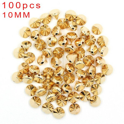 100Pcs 6/8/10/12mm Κώνος Πλαστικές καρφιά και καρφιά 2 τρύπες Ράψτε CCB Δερμάτινα πριτσίνια Ασημί Χρυσό Μαύρο Punk DIY Χειροτεχνίες για τσάντες
