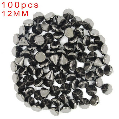 100Pcs 6/8/10/12mm Κώνος Πλαστικές καρφιά και καρφιά 2 τρύπες Ράψτε CCB Δερμάτινα πριτσίνια Ασημί Χρυσό Μαύρο Punk DIY Χειροτεχνίες για τσάντες