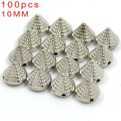 100Pcs 6/8/10/12mm Κώνος Πλαστικές καρφιά και καρφιά 2 τρύπες Ράψτε CCB Δερμάτινα πριτσίνια Ασημί Χρυσό Μαύρο Punk DIY Χειροτεχνίες για τσάντες