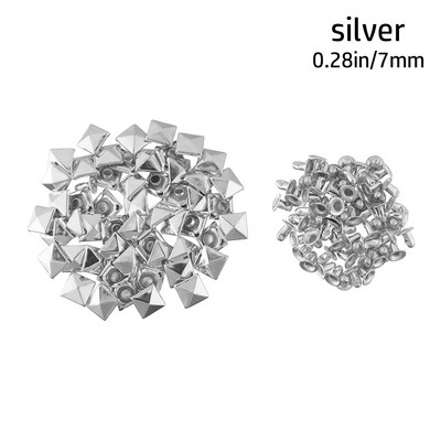 100 vnt. Žvaigždės Kniedės Sidabrinis Metalas Oda Amatai „Pasidaryk pats“ Smeigės Spygliai Dėmės Nailhead Rokas Punk Drabužiai Drabužių Siuvimo Apdaila