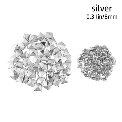 100 vnt. Žvaigždės Kniedės Sidabrinis Metalas Oda Amatai „Pasidaryk pats“ Smeigės Spygliai Dėmės Nailhead Rokas Punk Drabužiai Drabužių Siuvimo Apdaila