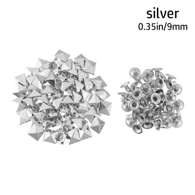 100 vnt. Žvaigždės Kniedės Sidabrinis Metalas Oda Amatai „Pasidaryk pats“ Smeigės Spygliai Dėmės Nailhead Rokas Punk Drabužiai Drabužių Siuvimo Apdaila