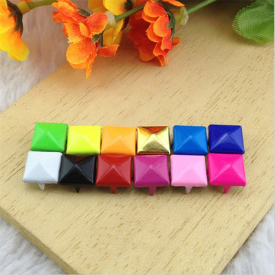Mix-Colors 100pcs 9mm Punk Pyramid DIY Metal Square Rivet Studs and Spikes For Clothing Shoes Bags Accessories