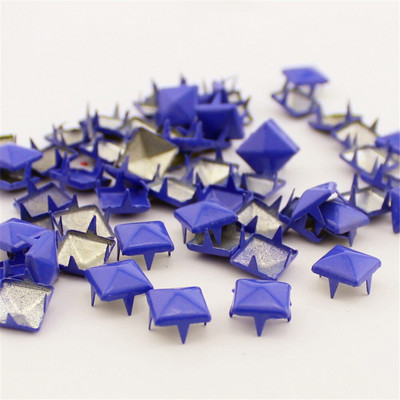 Mix-Colors 100 bucăți 9 mm Punk Pyramid DIY Metal Pătrat cu nituri și țepi pentru îmbrăcăminte Pantofi Genți Accesorii
